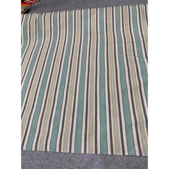 Striped Cotton Fabric Piece 23"x26" Sewing Crafts Turquoise Beige White - Picture 3 of 4